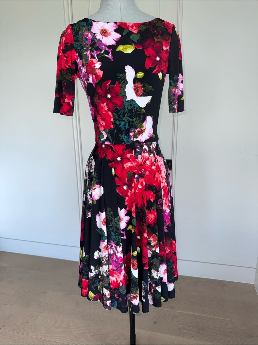 Marc Bouwer Floral Fit and Flare Dress - super flattering